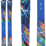 Line Women's Pandora 104 Skis 2024 - Blue skis with a floral pattern and white lettering.