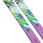 Line Women's Pandora 94 Skis 2024 - White skis with green and blue abstract design on top, purple at bottom.