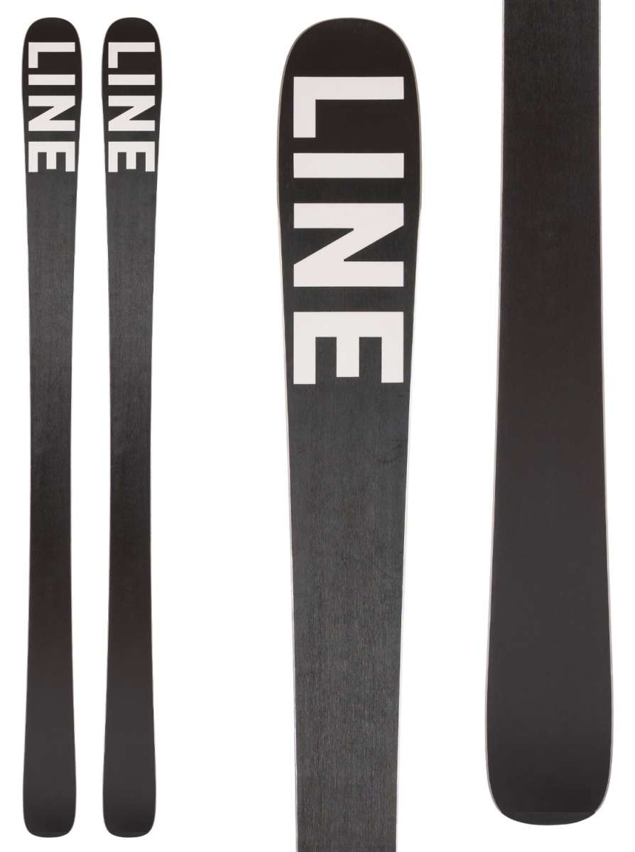 Line Skis Ladies Pandora 84 Flat Ski 2022-2023 - A black ski with a white logo on top, featuring the word "LINE" in large block letters.