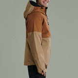Liquid Anton Pro Stretch Jacket - A tan-colored jacket with a black zipper and black drawstring at the hood.