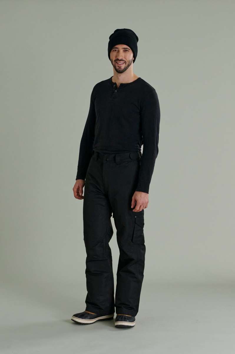 Liquid Express Insulated Pants - Black snow pants with zippered pockets, adjustable waistband and cuffs.