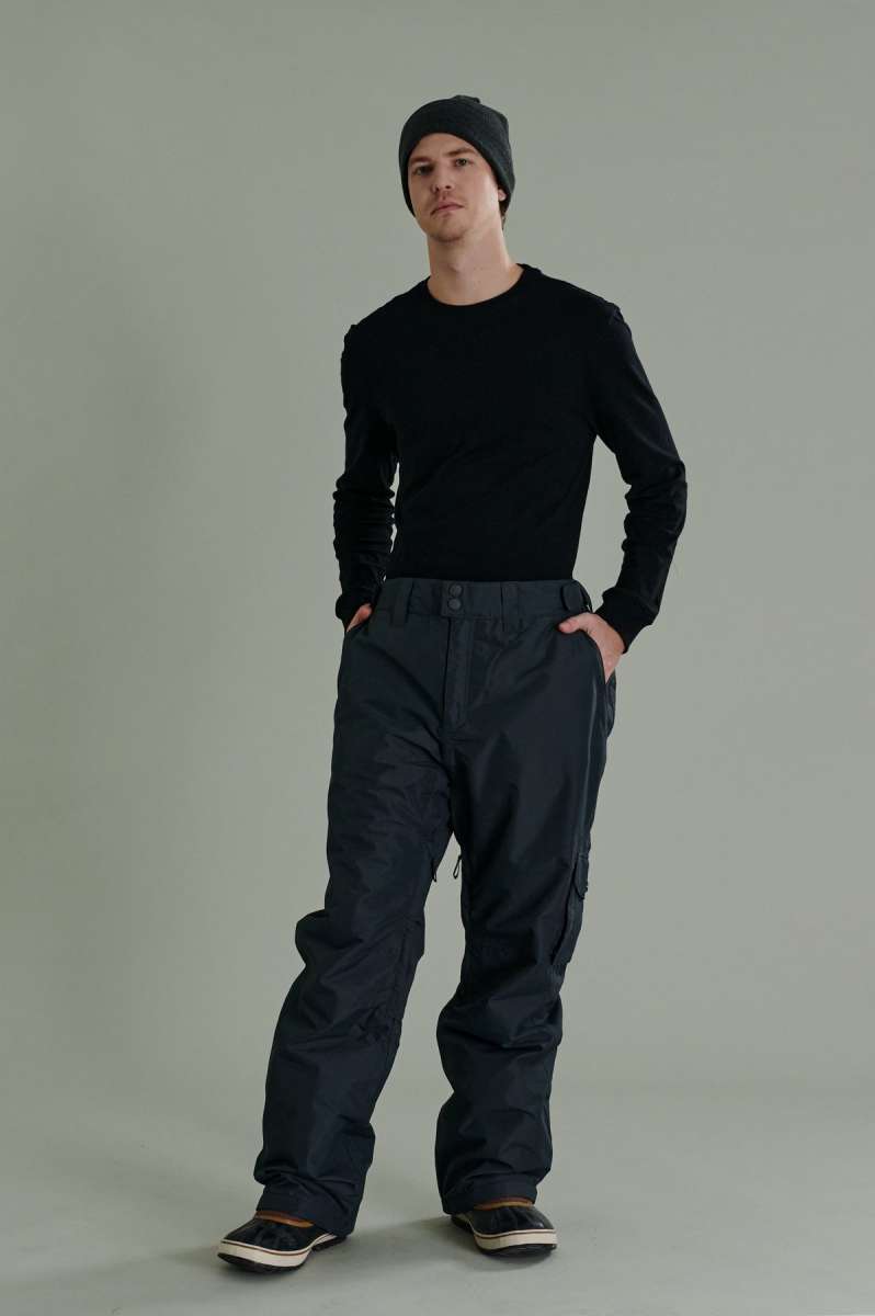 Liquid Express Insulated Pants - Black insulated ski pants with zippered pockets and adjustable cuffs.