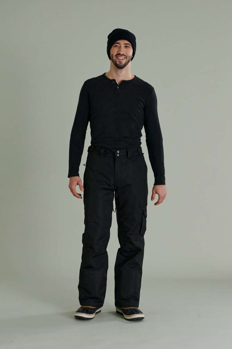 Liquid Express Insulated Pants - Black snow pants with zippered pockets, adjustable waistband and cuffs.
