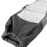 Liquid Force Solar Shield Surf Sock - A white surf sock with a black and grey patterned trim, featuring a zippered opening at one end.