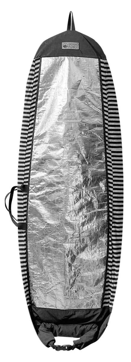 Liquid Force Solar Shield Surf Sock 2023 - Black surf sock with silver reflective material on top and black stripes along sides.