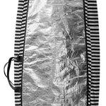 Liquid Force Solar Shield Surf Sock 2023 - Black surf sock with silver reflective material on top and black stripes along sides.