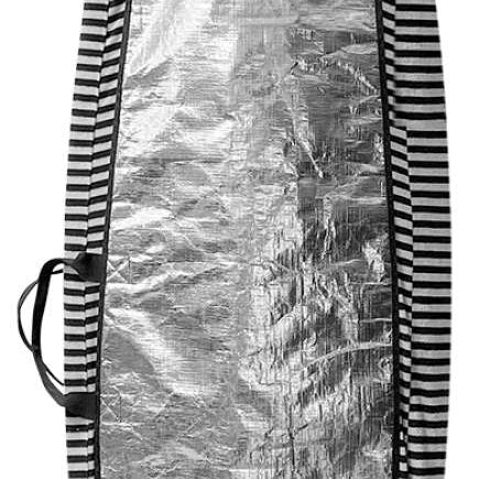 Liquid Force Solar Shield Surf Sock 2023 - Black surf sock with silver reflective material on top and black stripes along sides.