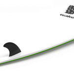 Liquid Force Wake Foamie Fish Wakesurf Board 2023 - White foam board with green trim and a black logo on top.
