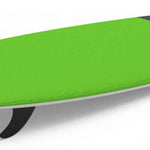 Liquid Force Wake Foamie Fish Wakesurf Board 2023 - A bright green wakesurf board with a textured surface and black fins.