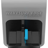 Liquid Force Wakesurf Edge Pro 2 2023 - A gray and black wakesurf board with a blue logo on the top deck.
