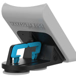 Liquid Force Wakesurf Edge Pro 2 2023 - A gray and black wake surf board with a blue handle on its side.