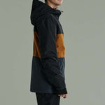 Liquid Maverick Insulated Jacket - A black jacket with a brown stripe across the chest and back, featuring a hood and zippered pockets.