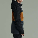 Liquid Maverick Insulated Jacket - A black jacket with a brown stripe across the chest and back, featuring a hood and zippered pockets.