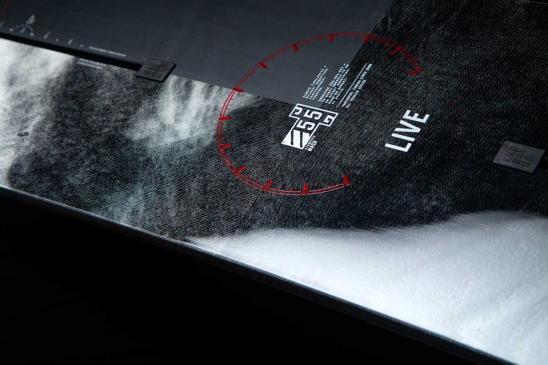 Endeavor Live Snowboard 2020 - White snowboard with black logo on top left corner of board.