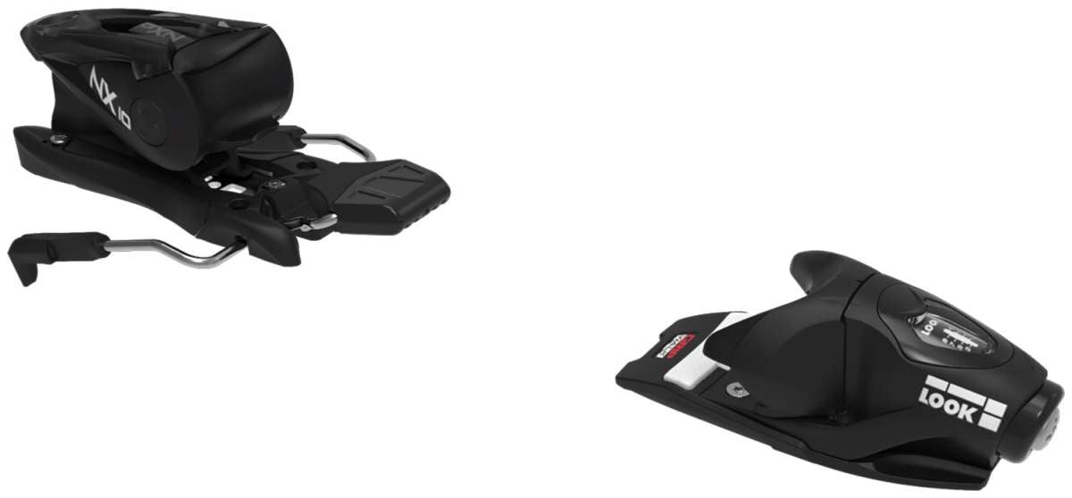 Look NX 10 GW Ski Bindings 2022-2023 - Black ski bindings with silver hardware and white lettering.