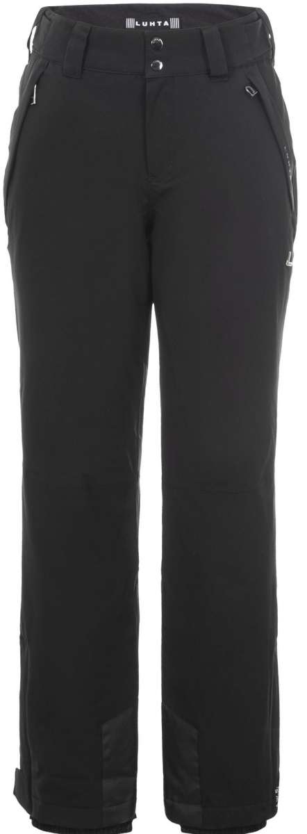 Luhta Ladies Joenpolvi Pant 2022-2023 - Black ski pants with a white logo on the left leg and silver zippers.