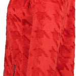 Luhta Ladies Luosu Full Zip Midlayer 2022-2023 - A red mid-layer jacket with a zippered front and two pockets on either side, featuring a subtle pattern of diagonal stripes.