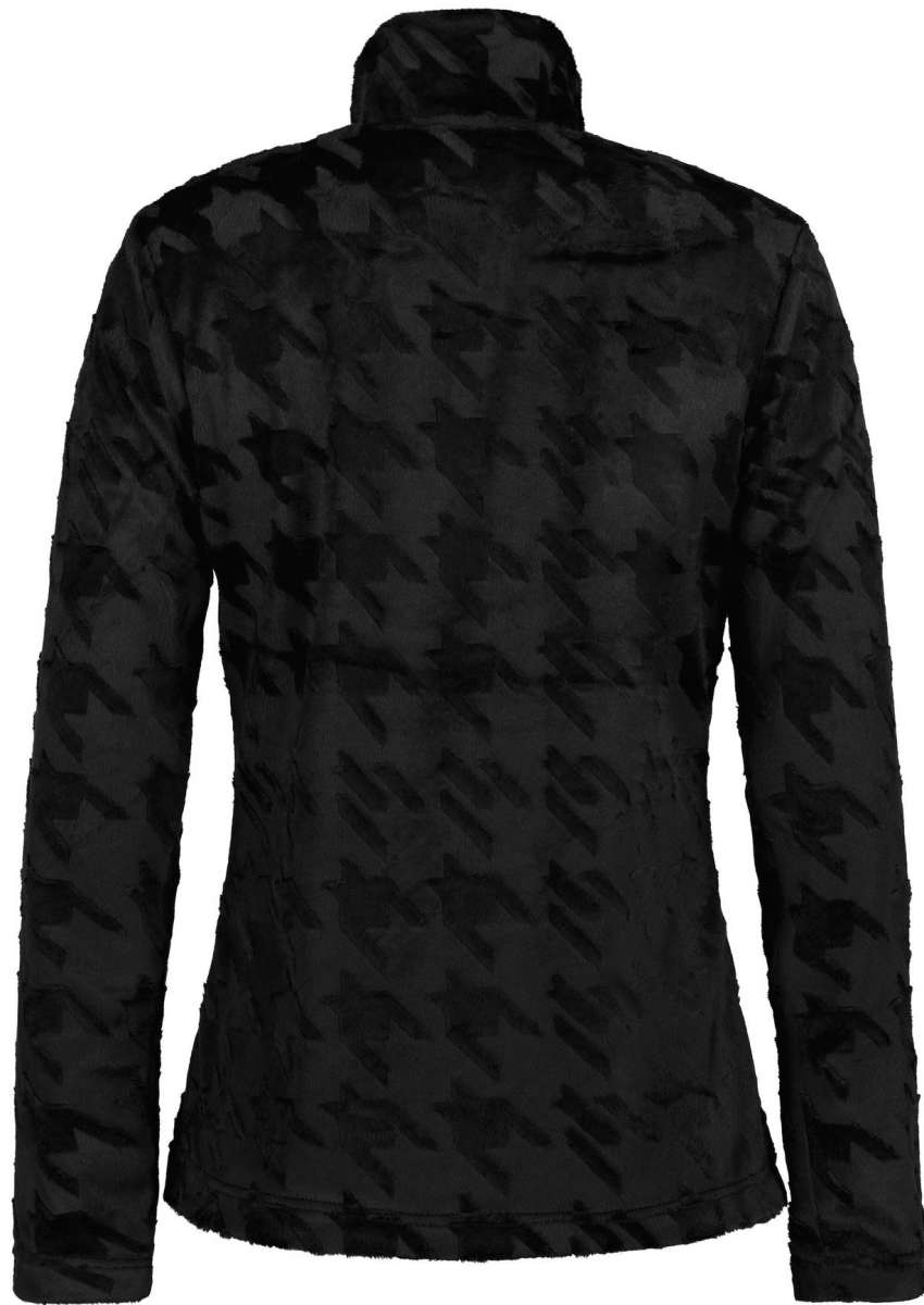 Luhta Ladies Luosu Full Zip Midlayer 2022-2023 - A black midlayer with a subtle houndstooth pattern and zippered chest pocket.