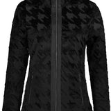Luhta Ladies Luosu Full Zip Midlayer 2022-2023 - A black mid-layer jacket with a zippered front and two side pockets, featuring a subtle houndstooth pattern on the fabric.