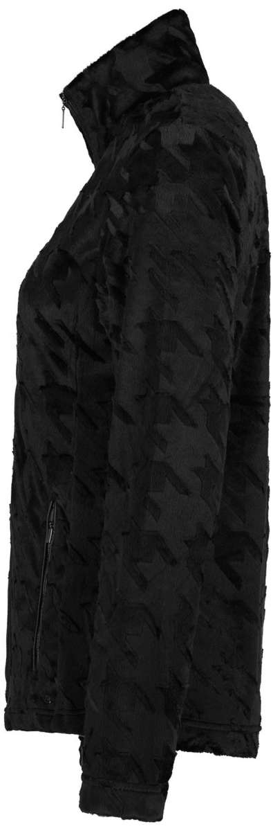 Luhta Ladies Luosu Full Zip Midlayer 2022-2023 - A black mid-layer jacket with a zippered front and a high collar, featuring a subtle pattern of diagonal stripes on the fabric.