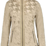 Luhta Ladies Luosu Full Zip Midlayer 2022-2023 - A cream-colored midlayer with a zip closure and two side pockets, featuring a subtle houndstooth pattern on the upper back.