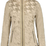 Luhta Ladies Luosu Full Zip Midlayer 2022-2023 - A cream-colored midlayer with a zip closure and two side pockets, featuring a subtle houndstooth pattern on the upper back.