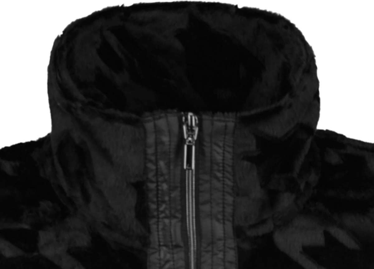 Luhta Ladies Luosu Full Zip Midlayer 2022-2023 - A black mid-layer jacket with a full zip and two pockets on either side, featuring a subtle pattern of diagonal stripes.