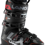 Lange Men's LX 90 Ski Boot 2019-2020 - Black ski boot with silver buckles and red accents.