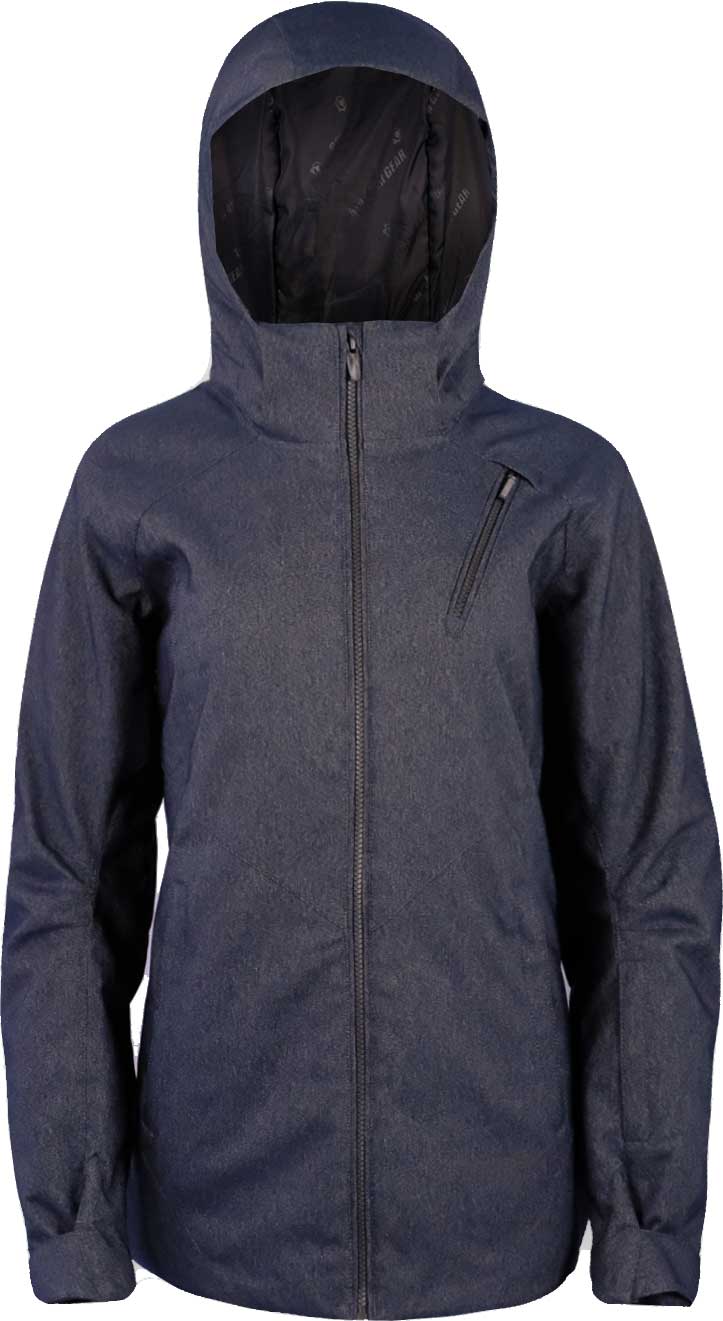 Outdoor Gear / Boulder Gear Ladies' Marilynn Insulated Jacket 2019-2020 - A dark gray jacket with a hood, zippered pockets and a zipper down the front.