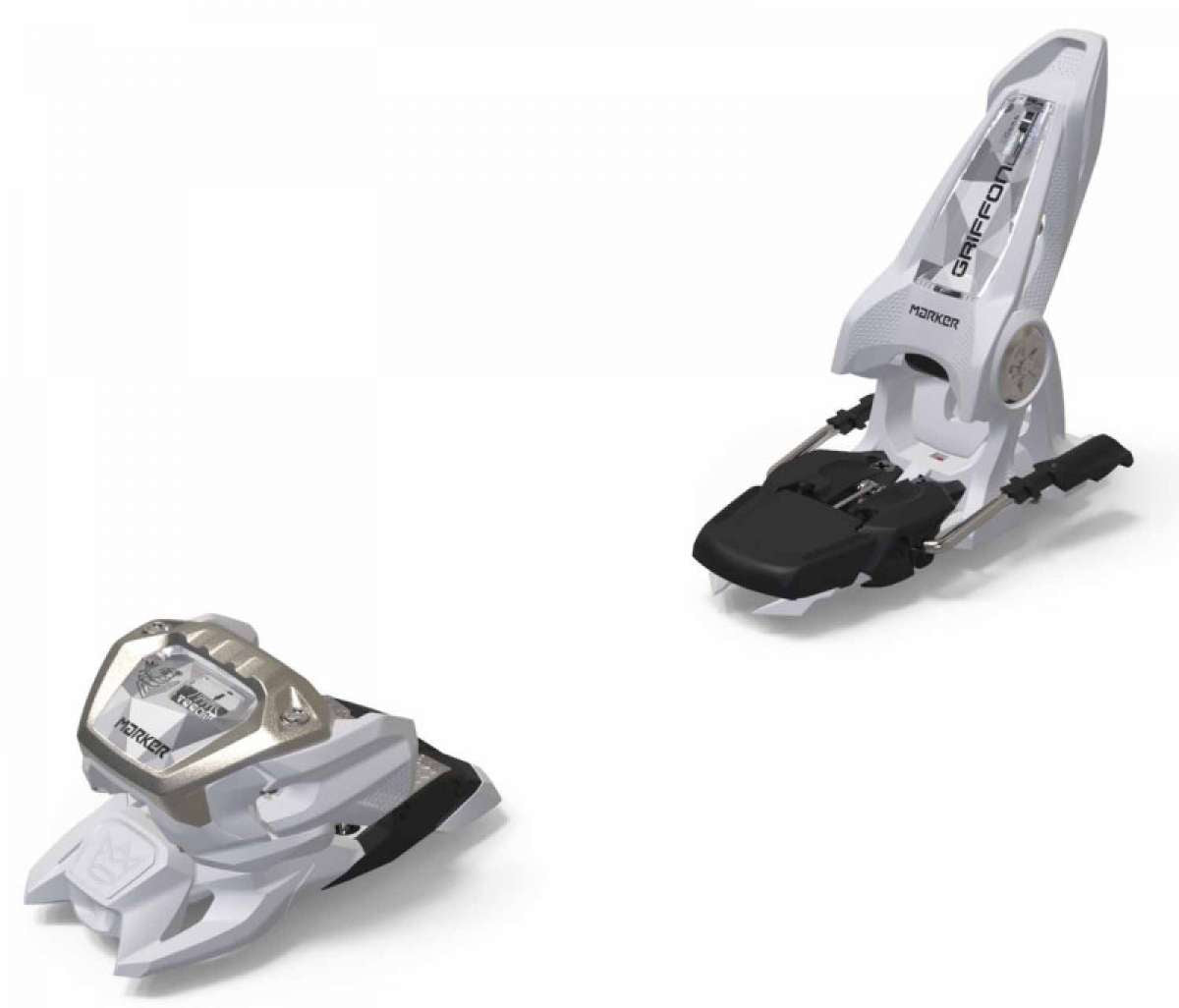Marker Griffon 13 ID Ski Bindings 2023 - White bindings with black plastic hardware and silver screws.