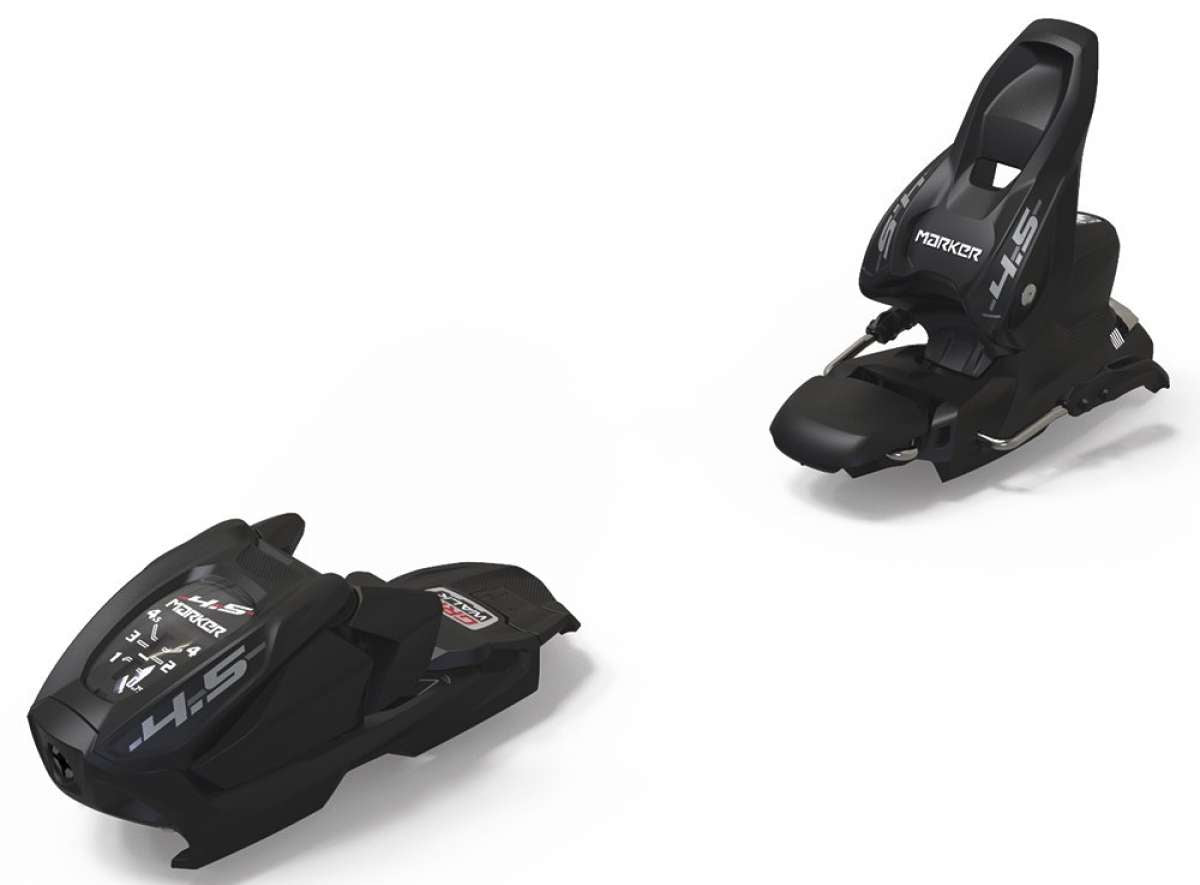 Marker Junior FDT 4.5 System Binding - Black bindings with white lettering and silver hardware.
