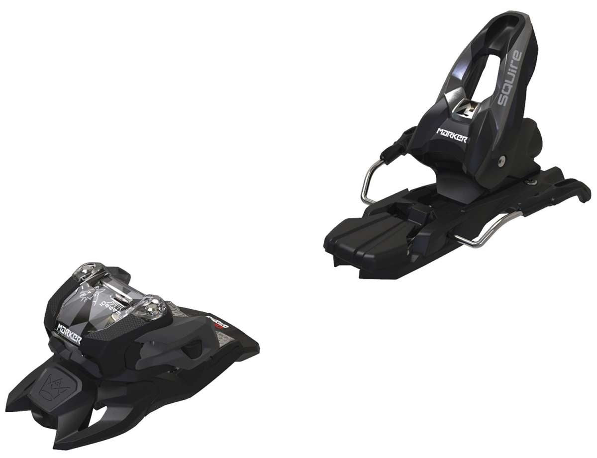Marker Squire 10 Ski Bindings 2024 - Black bindings with silver hardware and white lettering on top plate.
