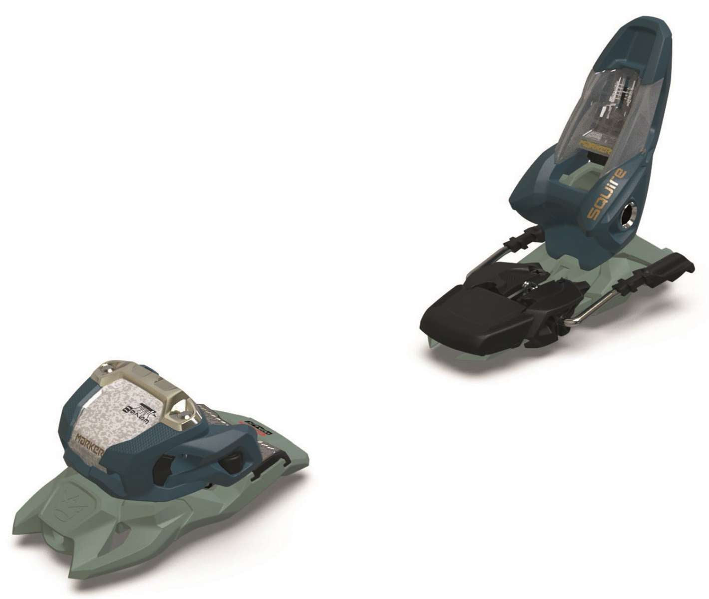 Marker Squire 11 Ski Bindings - 2024 model with silver metal hardware and black plastic components.