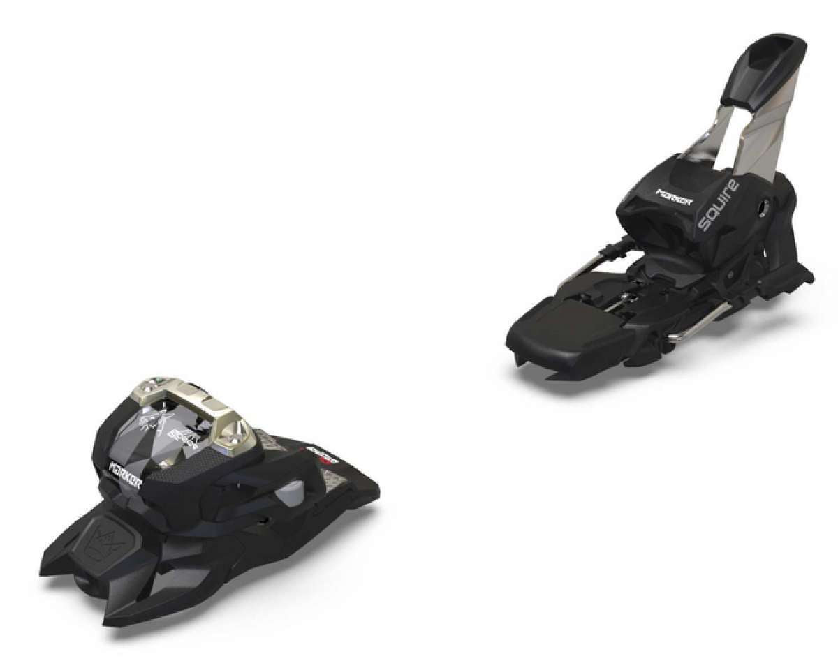 Marker Squire 12 TCX Ski Bindings - Black bindings with silver hardware and white lettering on top plate.