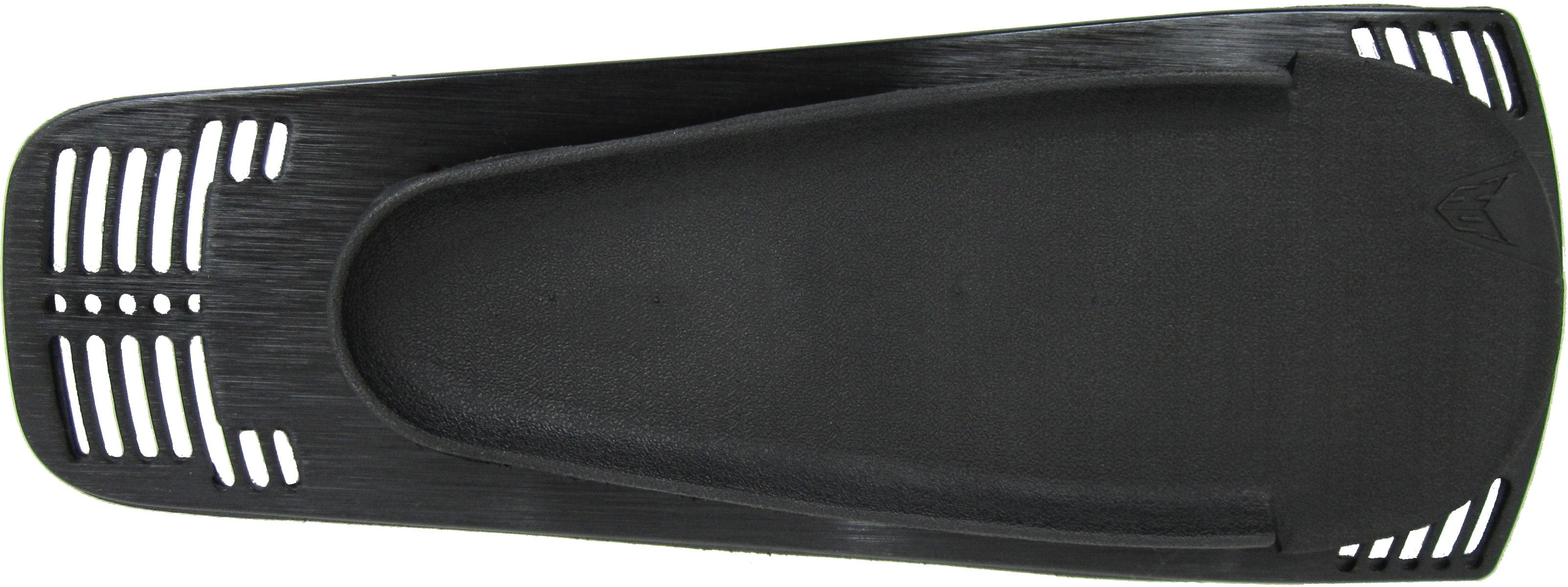 HO Sports Max Rear Water Ski Boot Adapter Plate 2016 - A black plastic plate with a textured surface and a series of small holes along its edges, featuring a curved shape and a flat bottom.