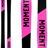 Moment Women's Hot Mess 89 Flat Ski 2022-2023 - A black and pink ski with a diagonal stripe pattern on the top sheet.