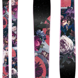 Moment Women's Hot Mess 89 Flat Ski 2022-2023 - A black ski with a pink and purple floral design on top of a red circle.