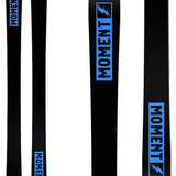 Moment Wildcat 101 Skis 2024 - Black skis with a blue logo and white lettering on top of the ski.