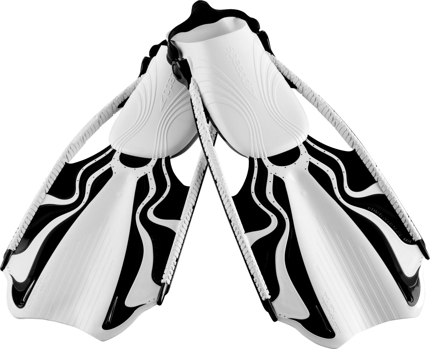 Speedo Momentum Blade Swim Fins - White swim fins with black accents on the blades.