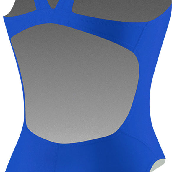 Nike Swim Ladies' - Poly Core Solid Fast Back Tank One-Piece Swimsuit is a solid black one-piece swimsuit with thin straps and a low back.