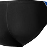 Nike Swim Men's Poly Color Surge Brief Swimsuit - A black brief swimsuit with a blue and grey stripe on the side.