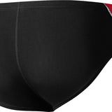 Nike Swim Men's Poly Color Surge Brief Swimsuit - A black brief swimsuit with a red and white stripe on the side.