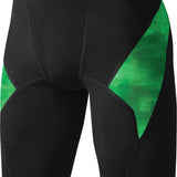 Nike Swim Men's Cloud Jammer Swimsuit - A black swimsuit with a subtle green pattern on the upper thigh area.