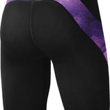Nike Swim Men's Cloud Jammer Swimsuit - A black swimsuit with a purple cloud pattern on the waistband and leg openings.