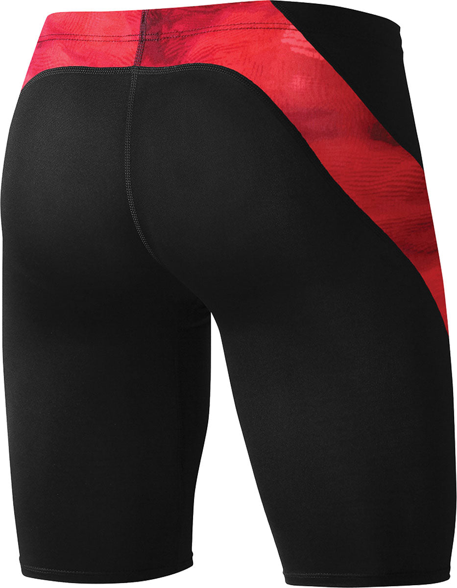 Nike Swim Men's Cloud Jammer Swimsuit - A black swimsuit with a subtle pattern of light gray clouds on the upper portion, featuring an elastic waistband and a sleek design.