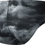 Nike Swim Men's Cloud Brief Swimsuit - A black men's swimsuit with a cloud pattern and a low-rise design.