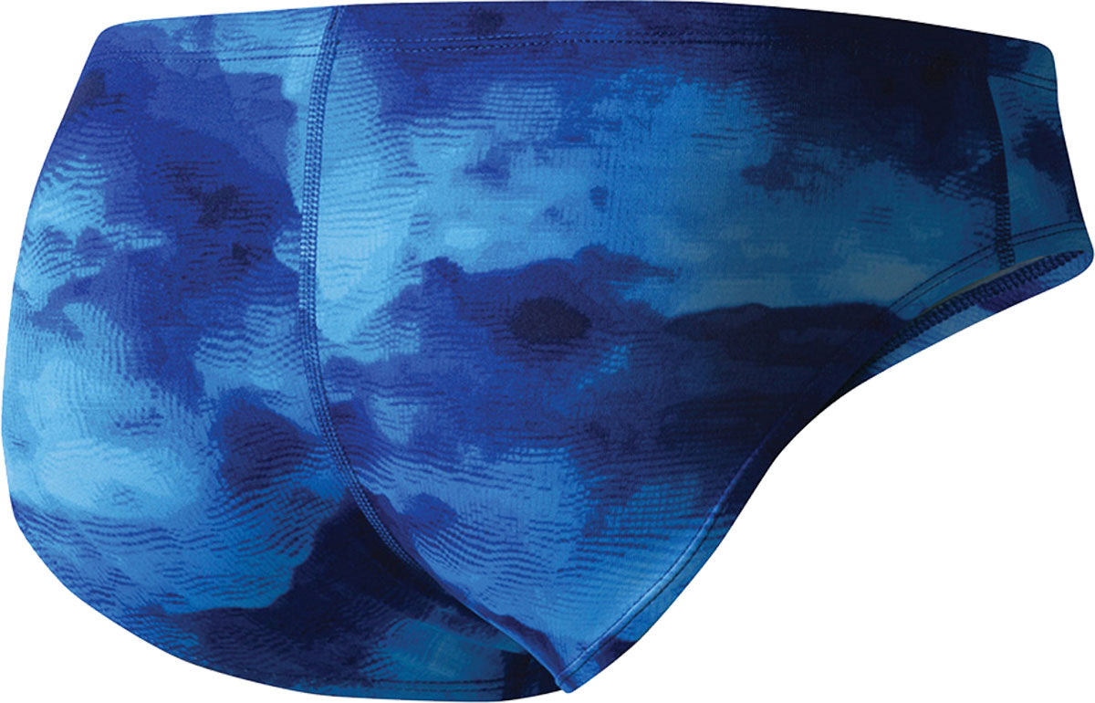 Nike Swim Men's Cloud Brief Swimsuit - A royal blue men's brief swimsuit with a subtle cloud pattern and a textured fabric.