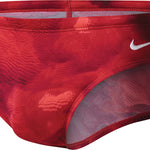 Nike Swim Men's Cloud Brief Swimsuit - A red men's brief swimsuit with a white Nike swoosh logo on the left hip.
