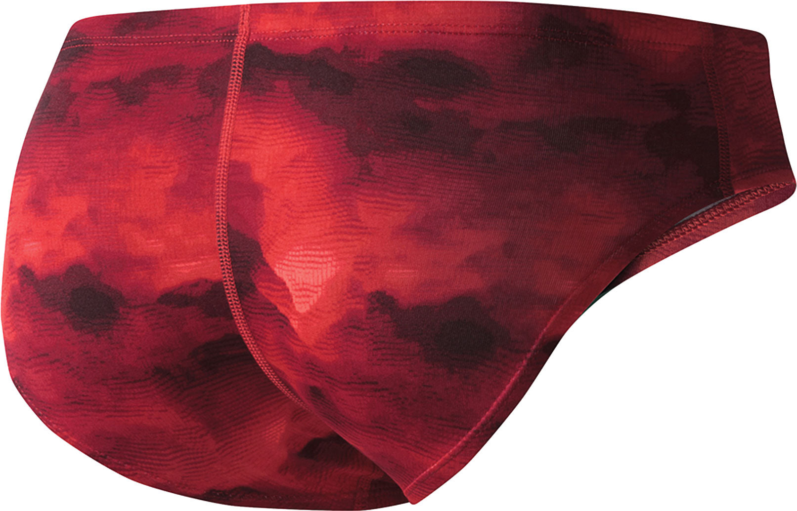 Nike Swim Men's Cloud Brief Swimsuit - A red, one-piece swimsuit with a cloud pattern and a high waist cut.
