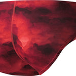 Nike Swim Men's Cloud Brief Swimsuit - A red, one-piece swimsuit with a cloud pattern and a high waist cut.